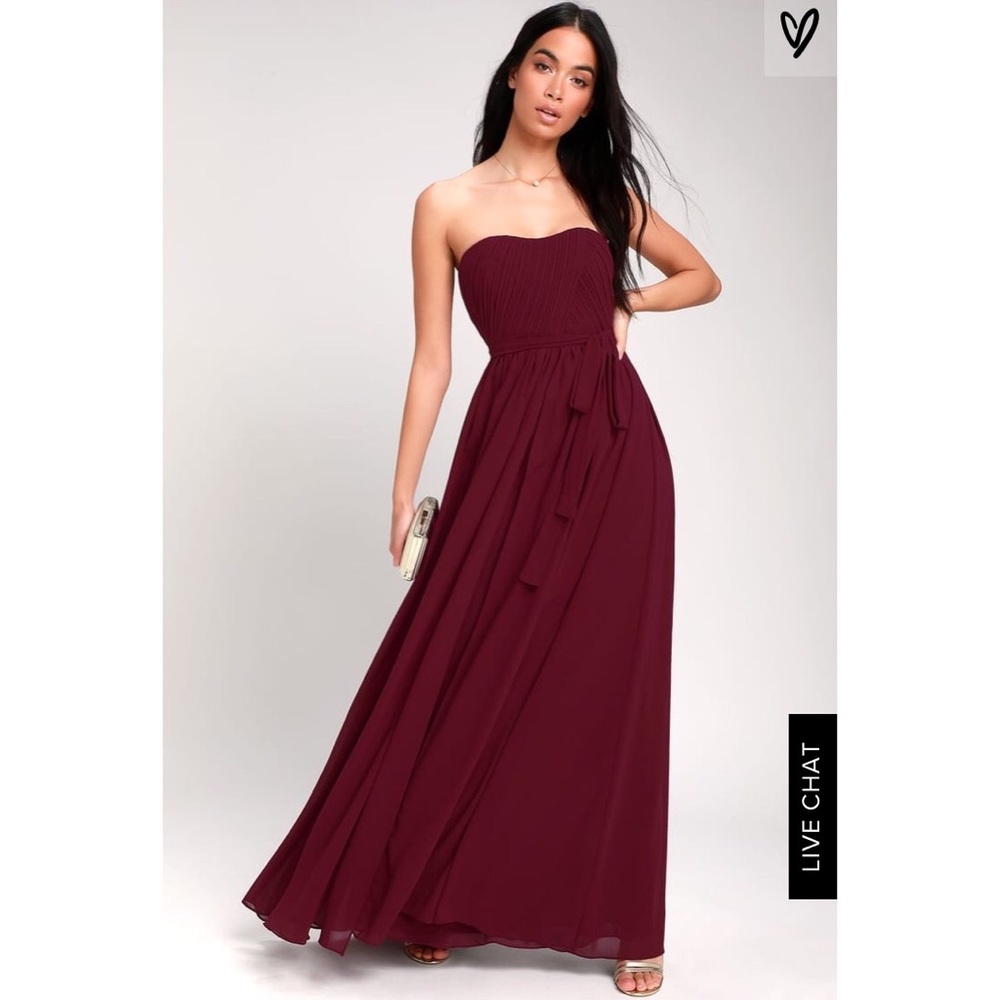 NEW! BE IN LOVE BURGUNDY STRAPLESS MAXI DRESS